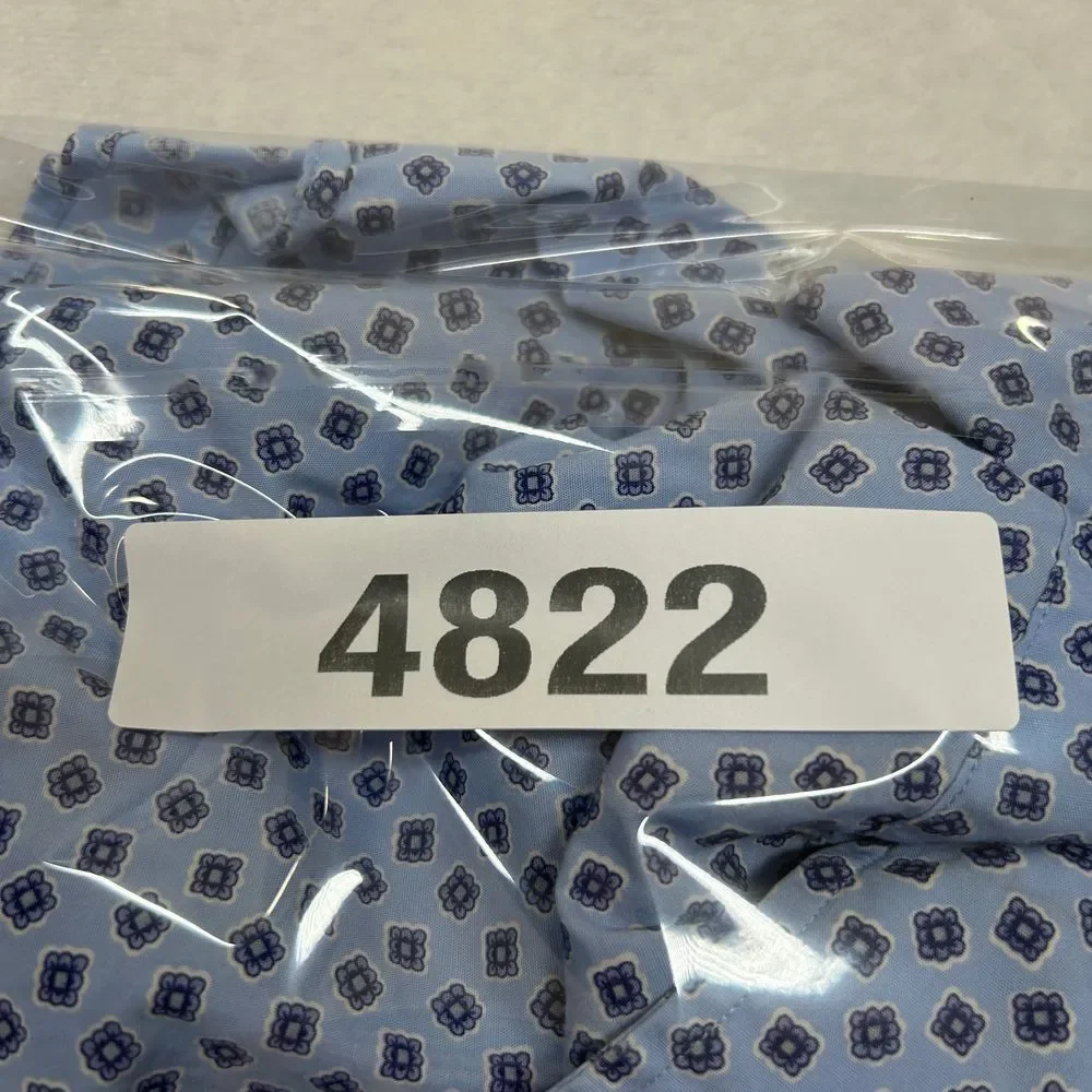Polo Ralph Lauren Dress Shirt Mens 2XL Light Blue Geometric Print Button‎ Down